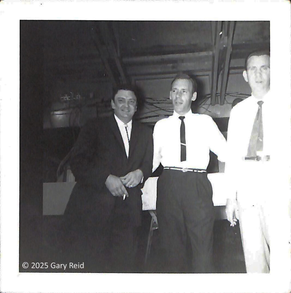 Hylo Brown at the Newport Folk Festival, July 12, 1959. Left to right: Carter Stanley, Tater Tate, and Hylo Brown.