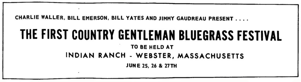 Banner headline advertisement for the Country Gentlemen’s 1971 bluegrass festival.