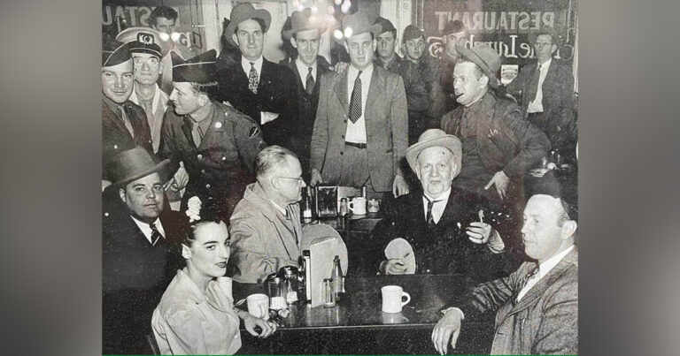 Bill Monroe and His Blue Grass Boys, George D. Hay, and Uncle Dave Macon – 1944.