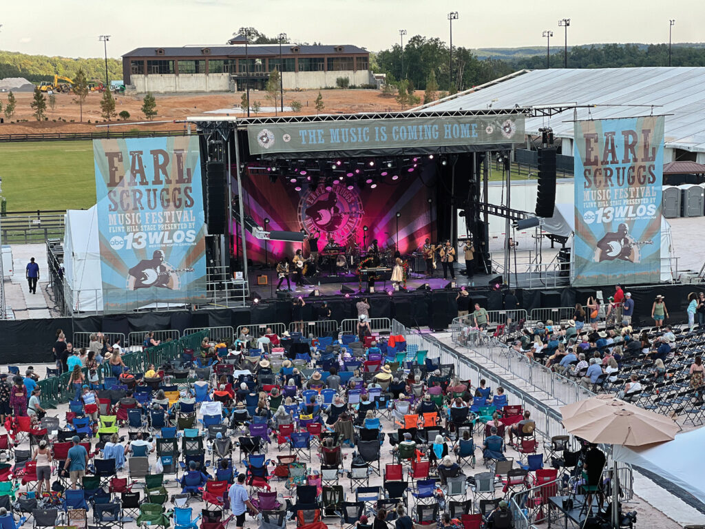 The main stage at the Earl Scruggs Music Festival, 2025.  //  Photo by Dale Cahill