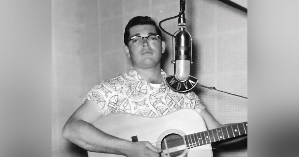 Buddy Hogan at the WDVA microphone in Danville, Virginia, ca. late 1950s.
