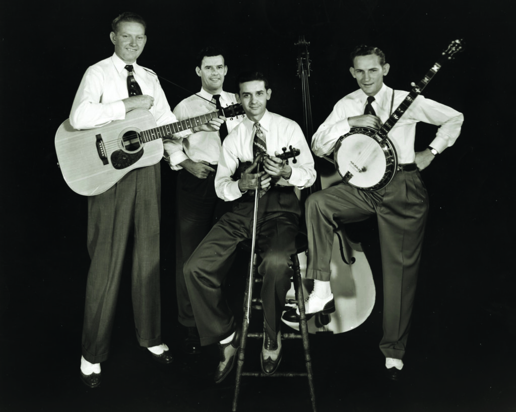 Toby Stroud and his Blue Mountain Boys, WWVA Wheeling, WV, 1951. (left to right) Red Smiley, unknown, Toby Stroud, Don Reno. Photo Courtesy Reno Family/Jeremy Stephens Collection
