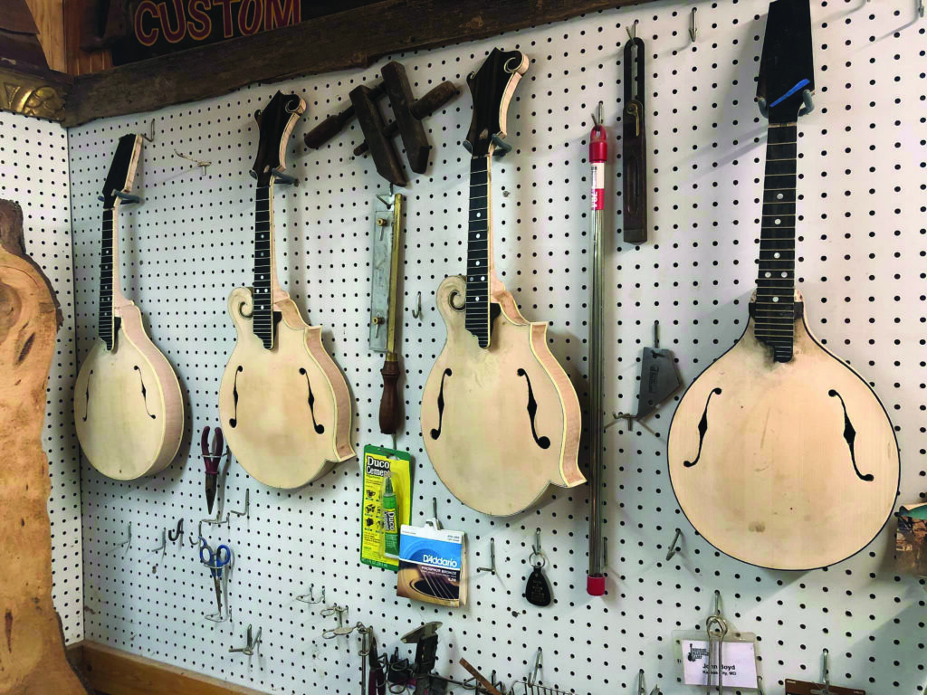 Boyd Mandolins ready for finishing.  
Photo by john boyd