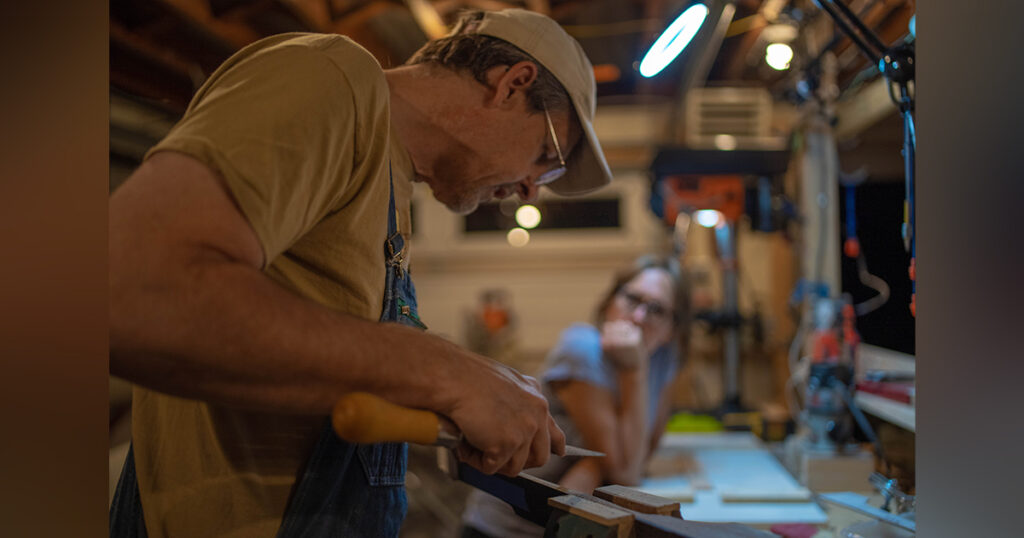 Dave Dillard working at his bench. // Photo by Colleen McGarry