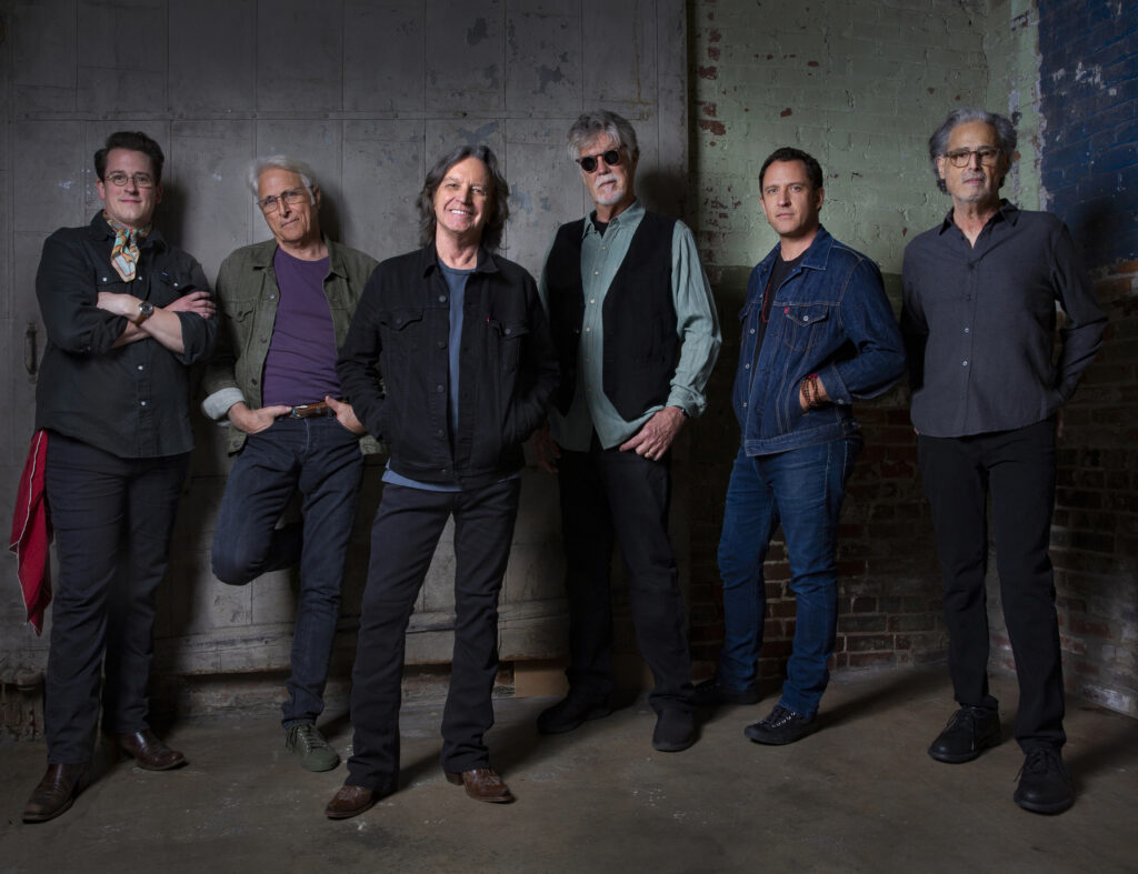 The Nitty Gritty Dirt Band today. (Left to Right) Ross Holmes, Jimmie Fadden, Jeff Hanna, Bob Carpenter, Jaime Hanna, and Jim Photoglo. // Photo by Jeff Fasano