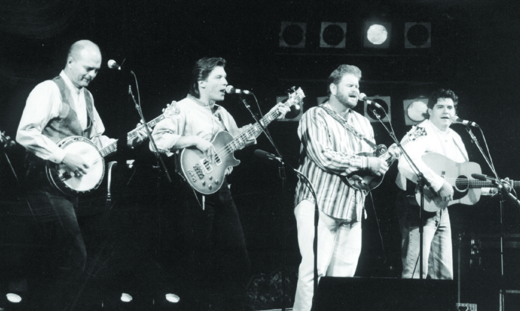 Ronnie Bowman with the Lonesome River Band circa 1997 (left to right) Sammy Shelor, Ronnie Bowman, Don Rigsby and Kenny Smith.  Photo by Patty Lindley.